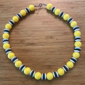 Vintage yellow, black & white beaded necklace